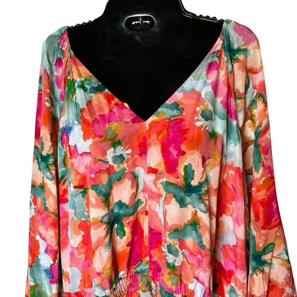 Soft Surroundings Evalina Maxi Dress 2X Plus Floral Chiffon Pockets Tropical - Picture 3 of 12